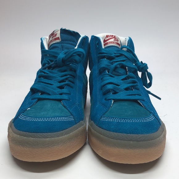 Mens Nike SB Zoom Blazer Mid PRM Plus Blue/Gum DV5468-300 USED Size 9.5 - Picture 3 of 13
